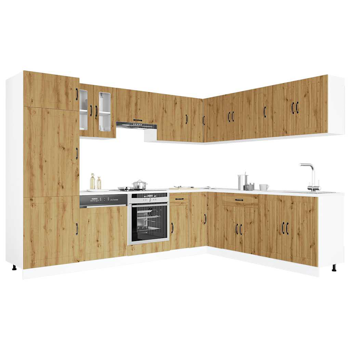 vidaXL 14 peças armário de cozinha conjunto Lucca carvalho artesanal 1