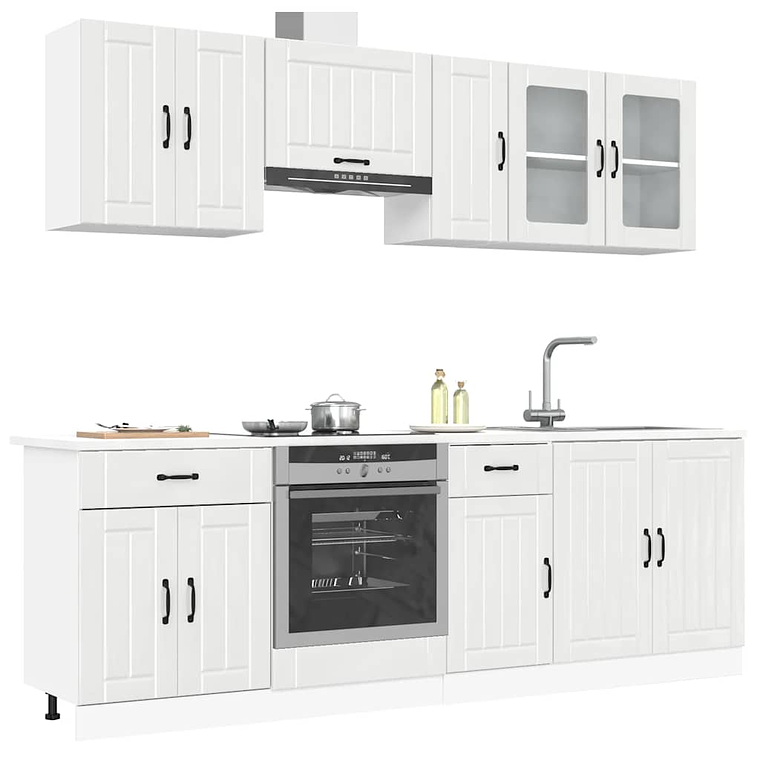 vidaXL 8 peças armário de cozinha conjunto Lucca branco brilhante 1