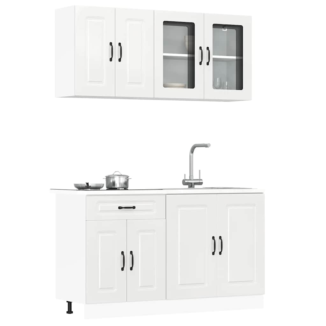 vidaXL 4 peças armário de cozinha conjunto Kalmar branco brilhante 1