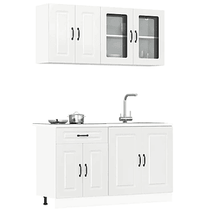 vidaXL 4 peças armário de cozinha conjunto Kalmar branco brilhante