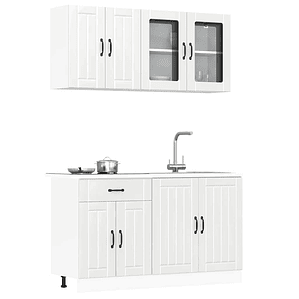 vidaXL 4 peças armário de cozinha conjunto Lucca branco brilhante