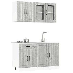 vidaXL 4 peças armário de cozinha conjunto Lucca cinza sonoma