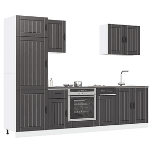 vidaXL 7 peças armário de cozinha conjunto Lucca preto
