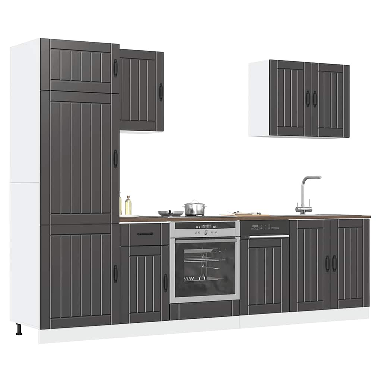 vidaXL 7 peças armário de cozinha conjunto Lucca preto 1