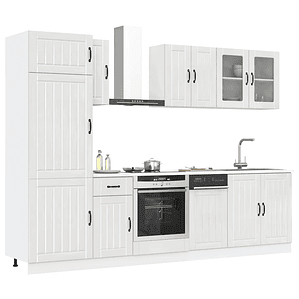 vidaXL 8 peças armário de cozinha conjunto Lucca branco brilhante