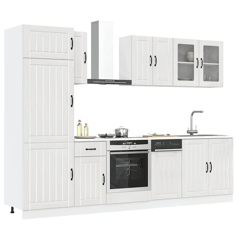vidaXL 8 peças armário de cozinha conjunto Lucca branco brilhante 1