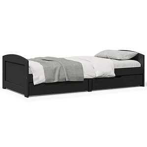 vidaXL Sofá-cama com 2 gavetas sem colchão 90x200 cm IRUN preto