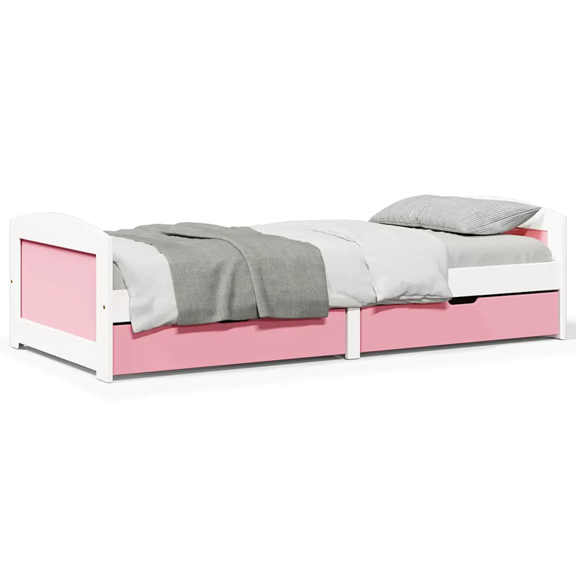 vidaXL Sofá-cama com 2 gavetas sem colchão 90x200 cm IRUN branco&rosa 1