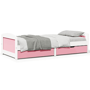 vidaXL Sofá-cama com 2 gavetas sem colchão 90x200 cm IRUN branco&rosa