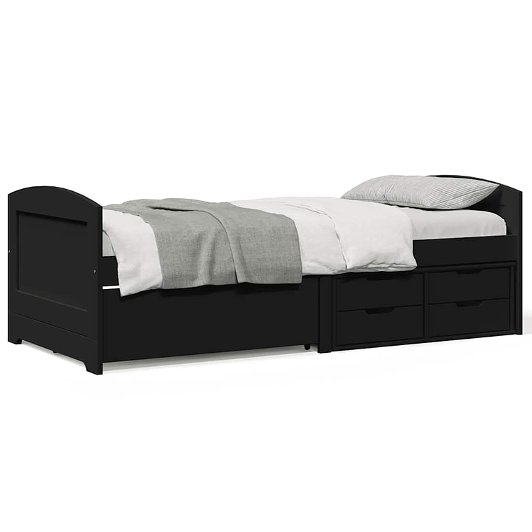 vidaXL Sofá-cama com 5 gavetas sem colchão 90x200 cm IRUN preto 1