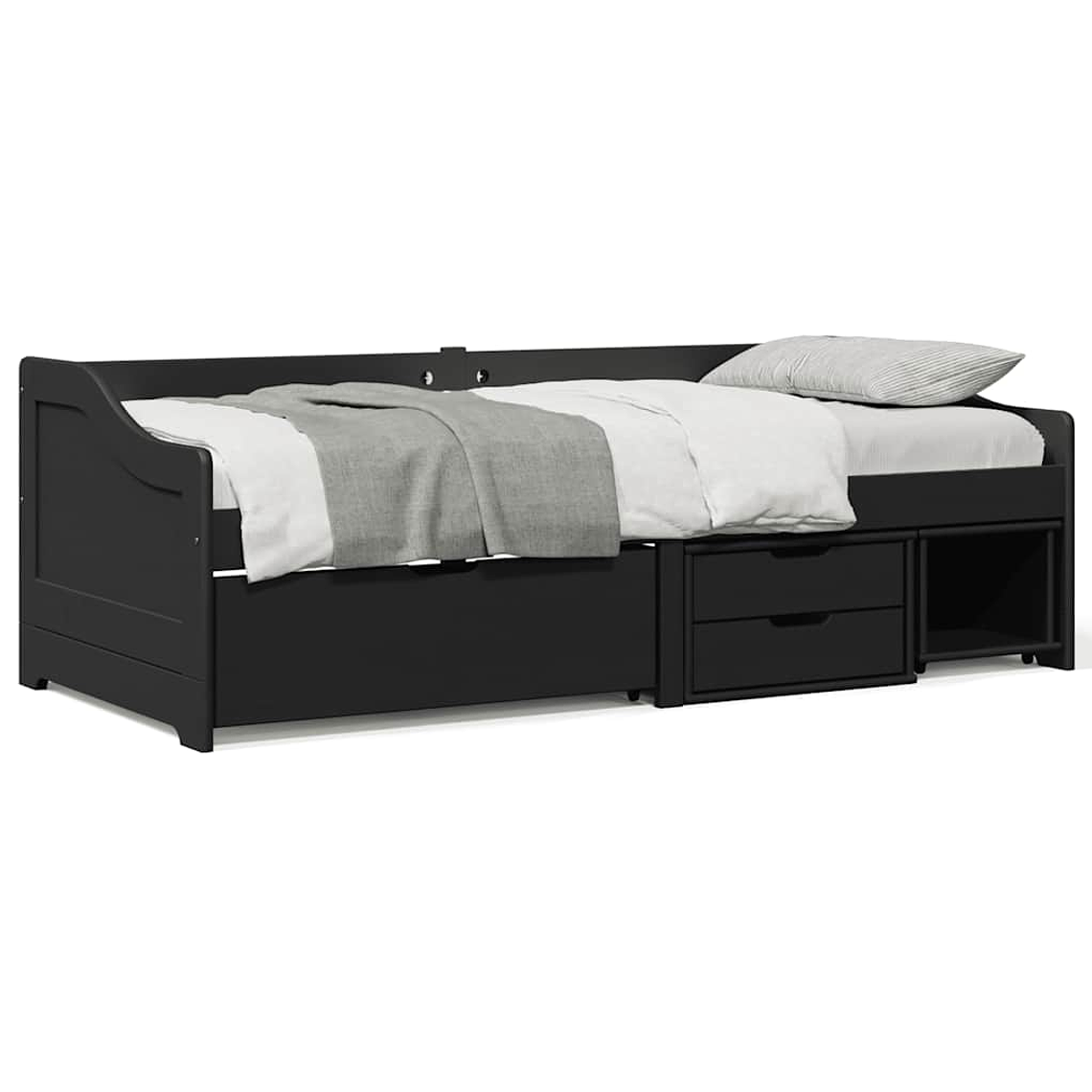 vidaXL Sofá-cama com 3 gavetas sem colchão 90x200 cm IRUN preto 1