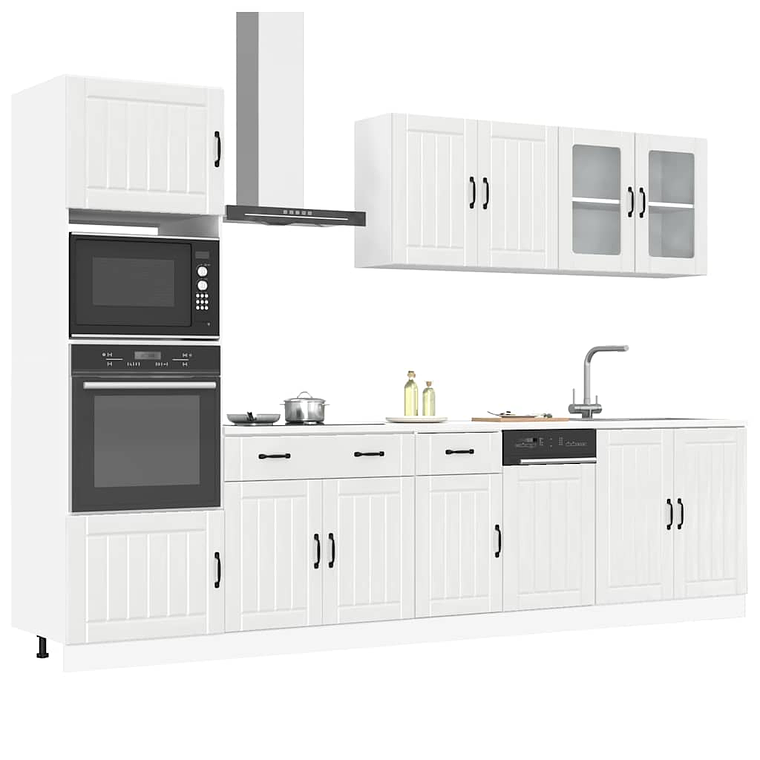 vidaXL 7 peças armário de cozinha conjunto Lucca branco brilhante 1