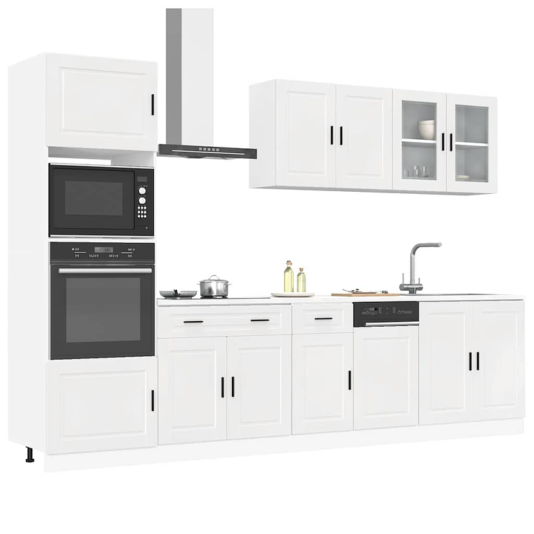 vidaXL 7 peças armário de cozinha conjunto Kalmar branco brilhante 1