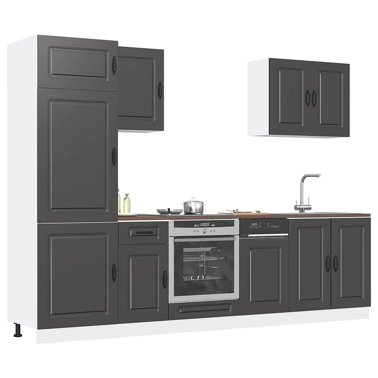 vidaXL 7 peças armário de cozinha conjunto Kalmar preto 1