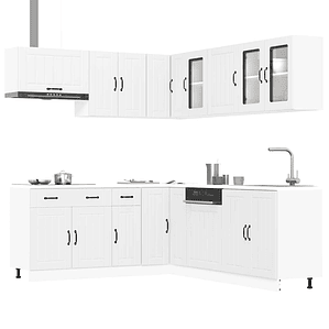 vidaXL 11 peças armário de cozinha conjunto Lucca branco