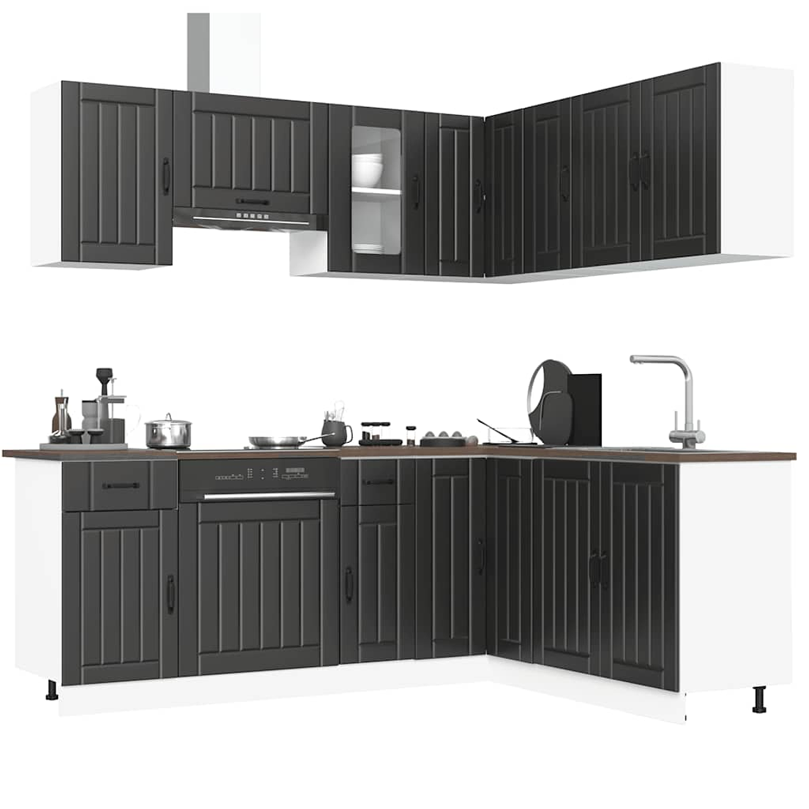 vidaXL 11 peças armário de cozinha conjunto Kalmar preto 1