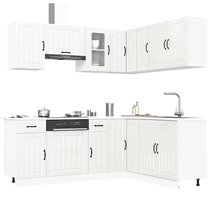 vidaXL 11 peças armário de cozinha conjunto Lucca brilho branco