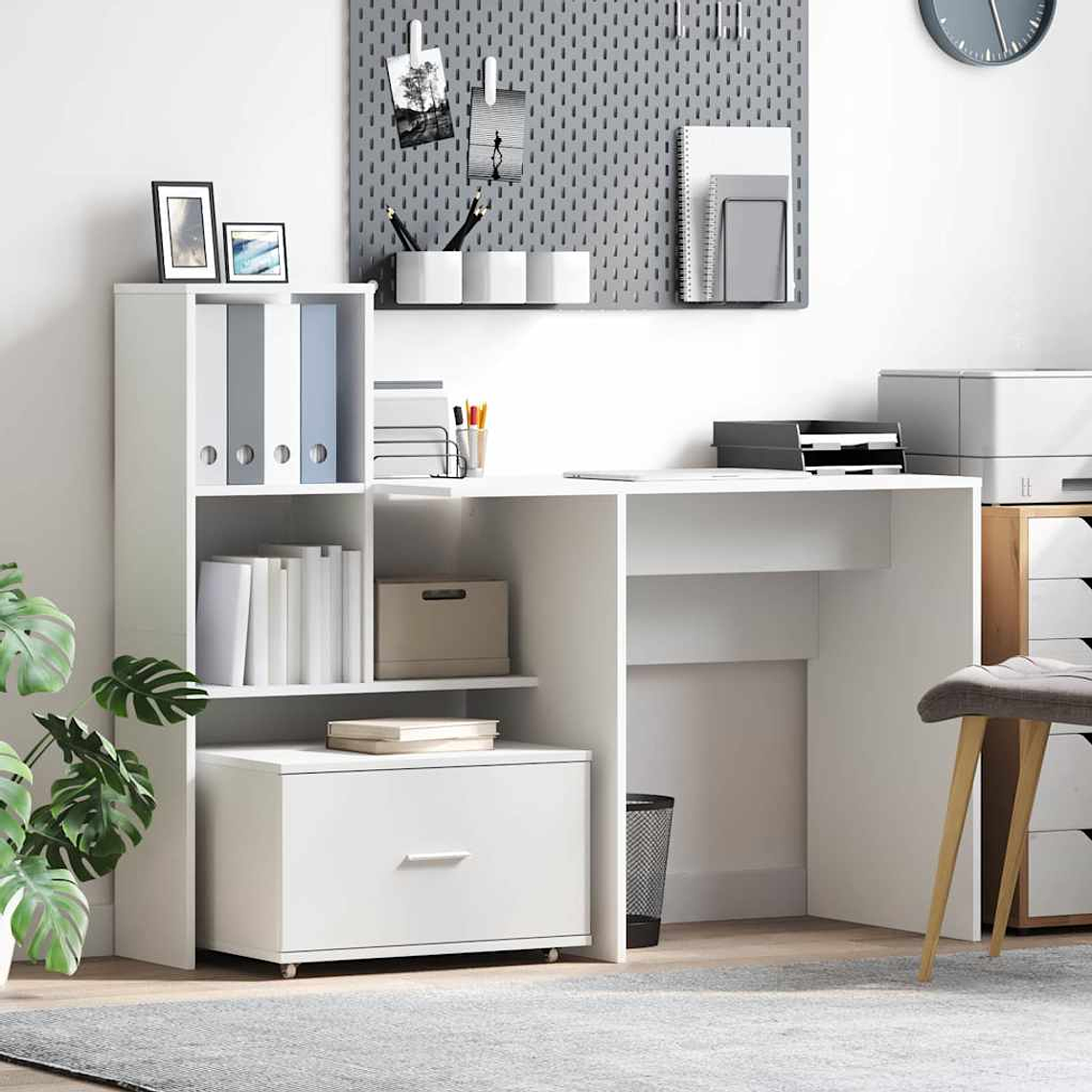 vidaXL Mesa com gaveta Branco 131,5 x 50 x 106,5 cm Madeira processada 1