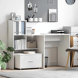 vidaXL Mesa com gaveta Branco 131,5 x 50 x 106,5 cm Madeira processada