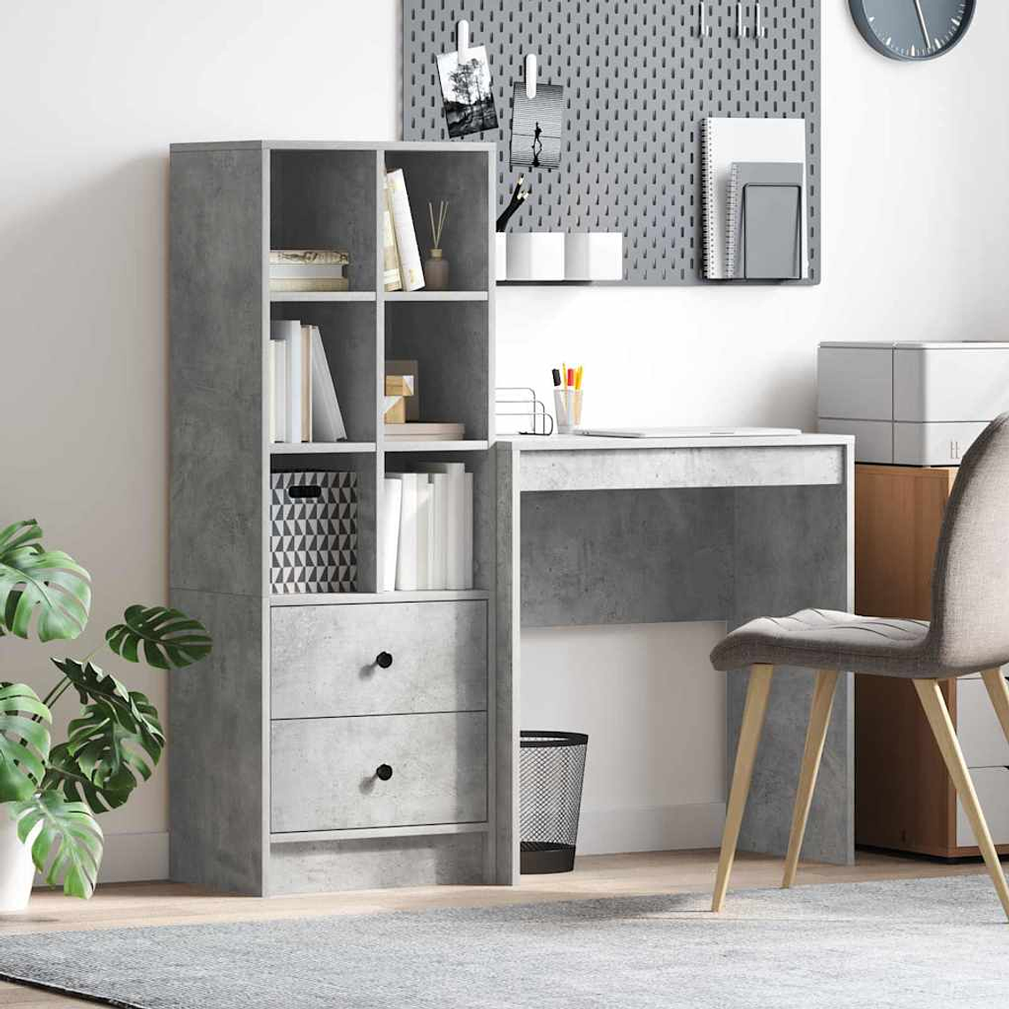 vidaXL Mesa com gaveta 2 pcs Cinzento 1