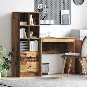 vidaXL Mesa com gaveta 2 pcs Madeira antiga