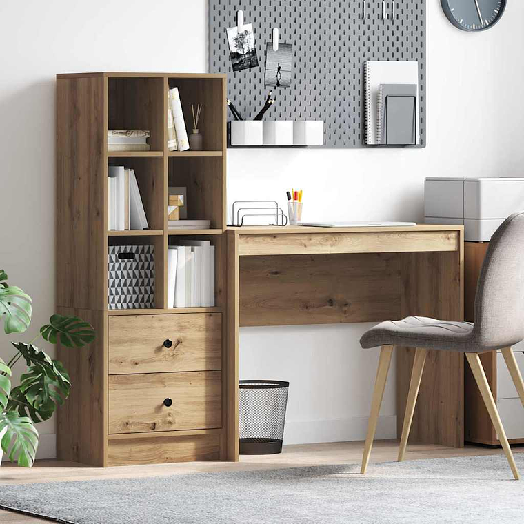 vidaXL Mesa com gaveta 2 pcs Carvalho Artesanal 1