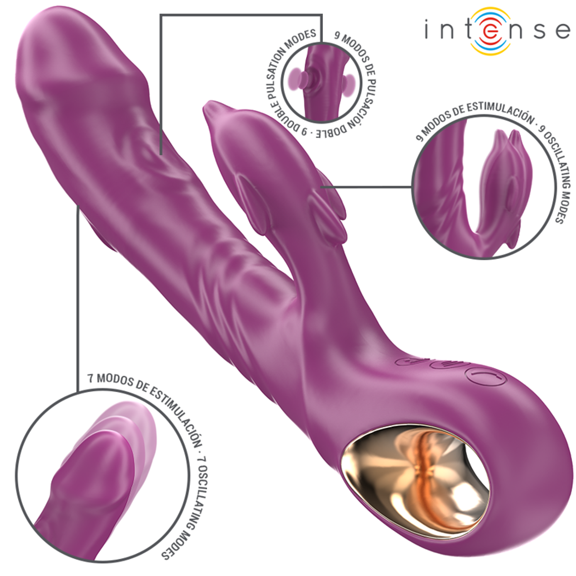 INTENSE - VIBRADOR MULTIFUNCIONAL HALLE COM LÍNGUA ESTIMULANTE DE GOLFINHOS ROXO 1