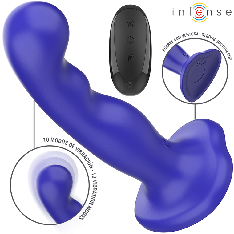 INTENSE - VIBRADOR SHORTY COM VENTOSA AZUL CONTROLE REMOTO 1