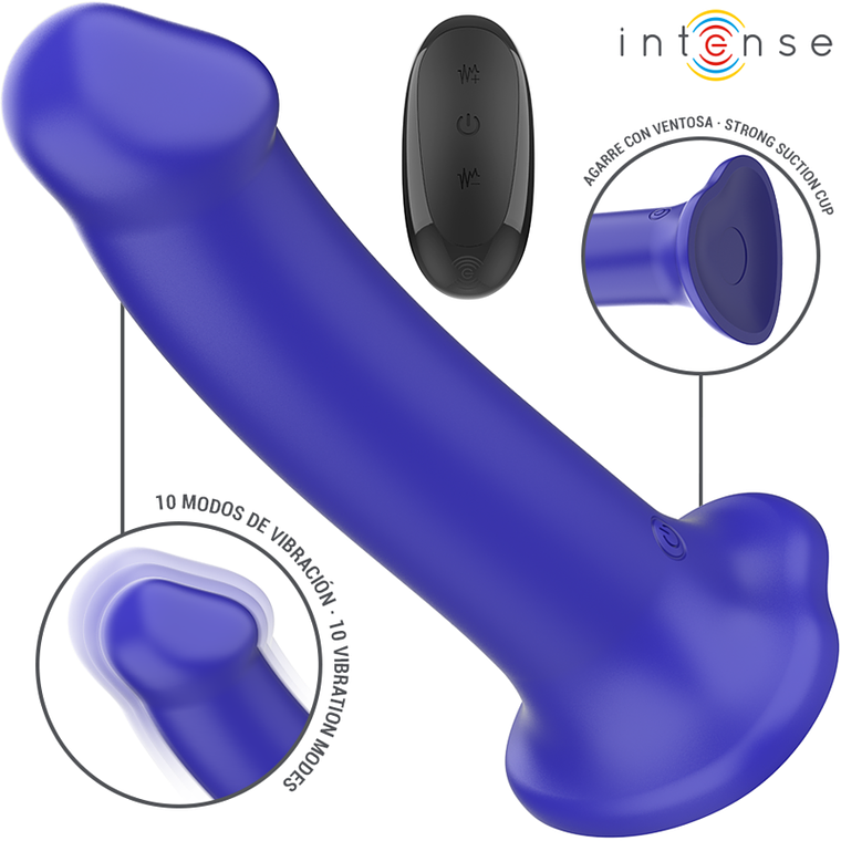 INTENSE - VIBRADOR VICTORIA COM VENTOSA 10 VIBRAÇÕES AZUL ESCURO CONTROLE REMOTO 1