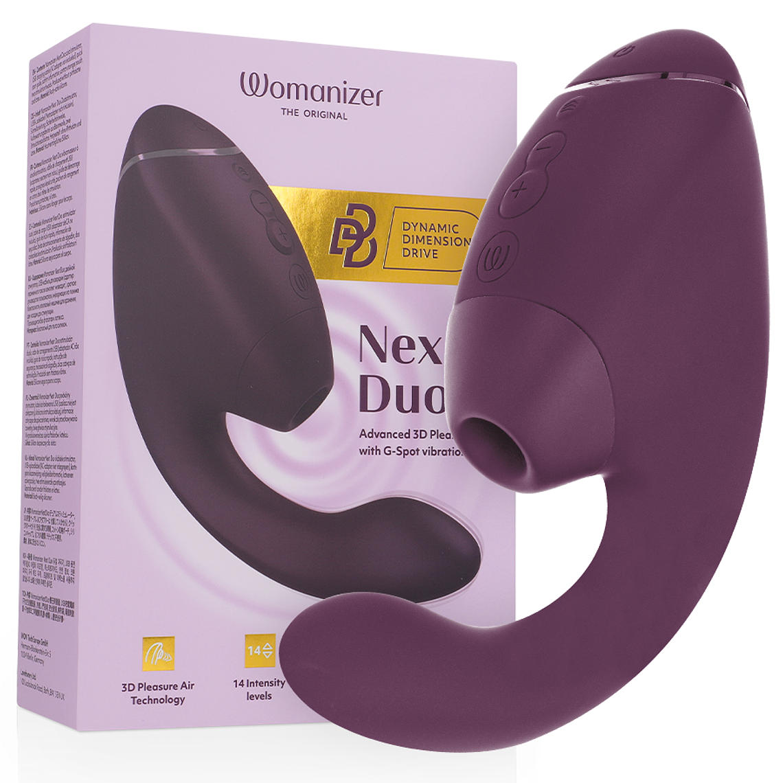 WOMANIZER - DUO NEXT Estimulador Duplo de Clitóris e Ponto G Roxo Escuro 1