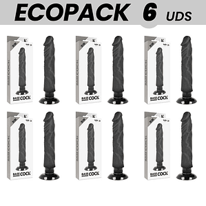 ECOPACK 6 UNIT - BASECOCK VIBRADOR REALÍSTICO BASECOCK 2-1 PRETO 20 CM -O- 4 CM