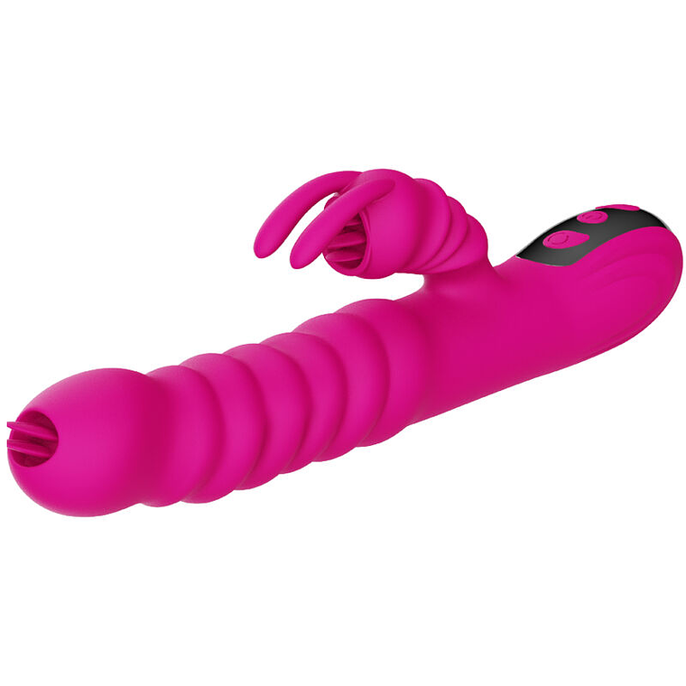 ARMONY - VIBRADOR MULTIFUNCIONAL DE LÍNGUA DUPLA DE COELHO FÚCSIA EFEITO DE CALOR 1