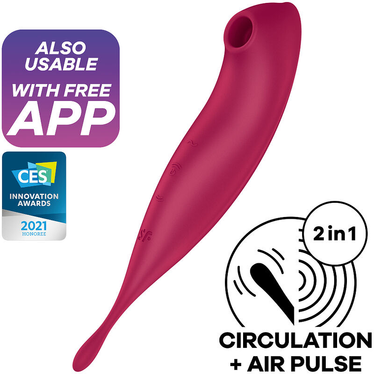 SATISFYER - TWIRLING PRO+ ESTIMULADOR DE PULSO DE AR E APLICATIVO VIBRADOR VERMELHO 1