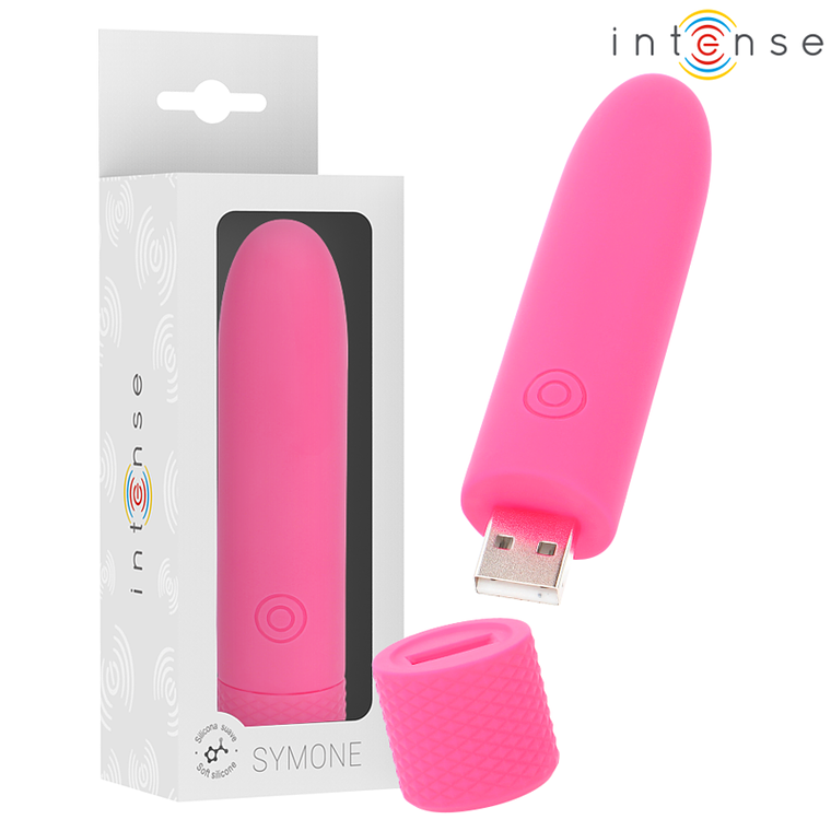 INTENSE - SYMONE USB RECARREGÁVEL VIBRATÓRIA BULLET 8 VIBRAÇÕES ROSA 10 X 2,2 CM 1