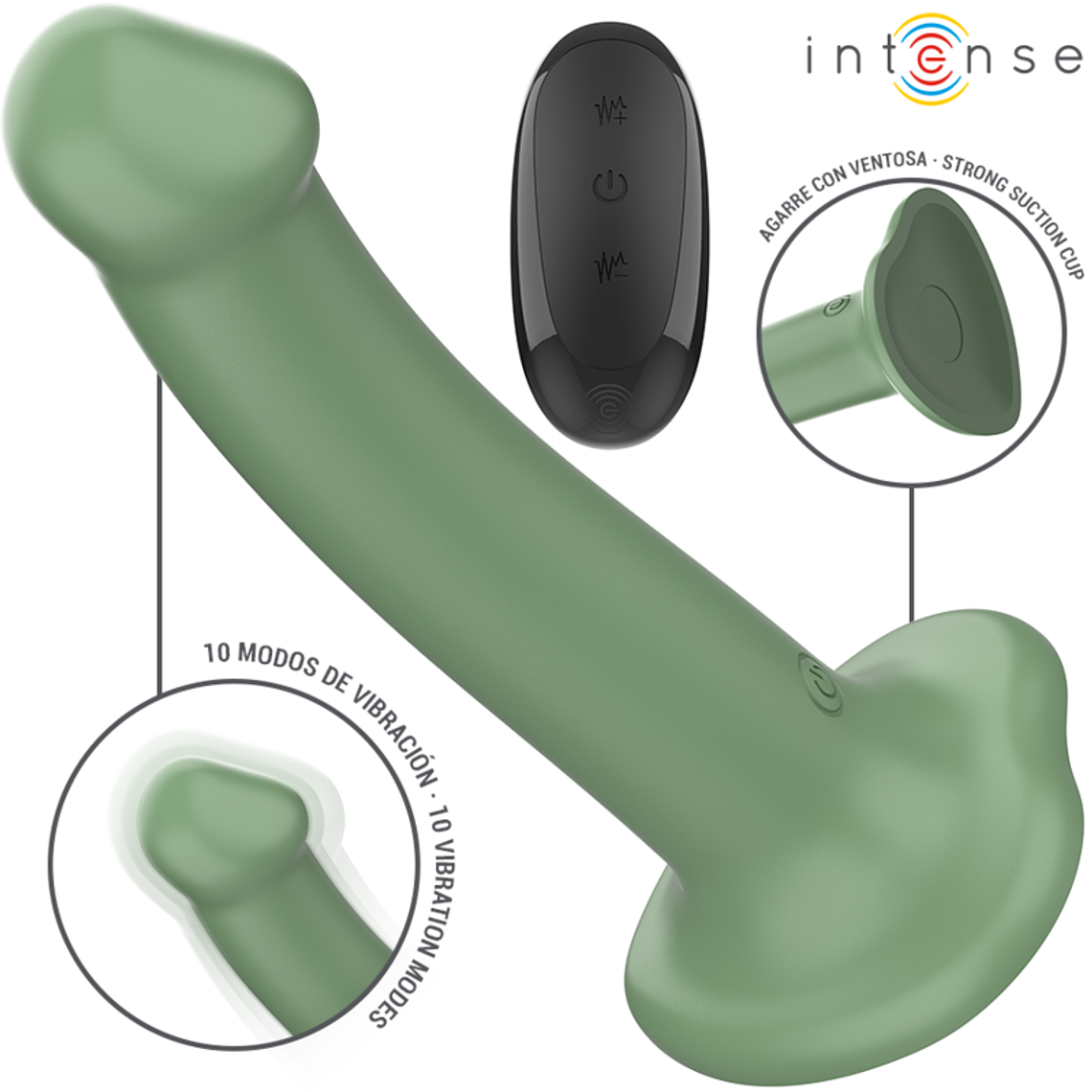 INTENSE - VIBRADOR BECCA COM VENTOSA 10 VIBRAÇÕES VERDE CONTROLE REMOTO 1