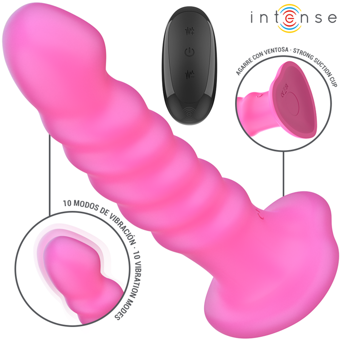 INTENSE - VIBRADOR CINDY TAMANHO L DESIGN ESPIRAL 10 VIBRAÇÕES ROSA CONTROLE REMOTO 1