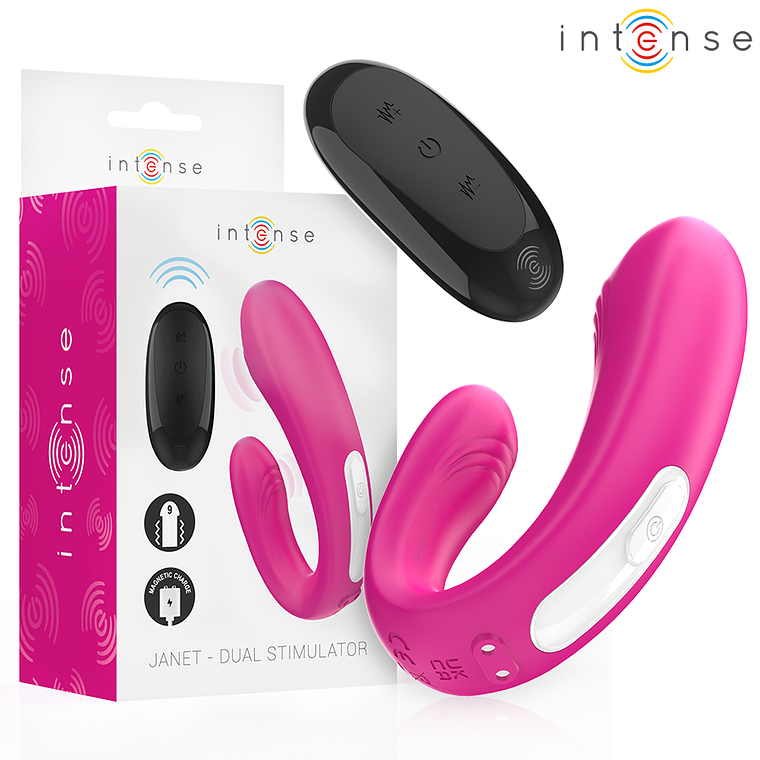 INTENSE - JANET DUAL ESTIMULADOR EM U E VIBRADOR COM CONTROLE REMOTO ROSA 1
