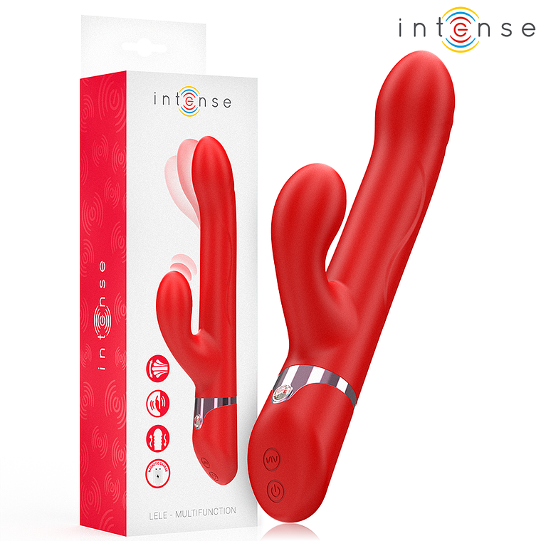 INTENSE - LELE VIBRADOR MULTIFUNCIONAL ROTATIVO & OSCILAÇÃO & ESTIMULAÇÃO VERMELHO 1