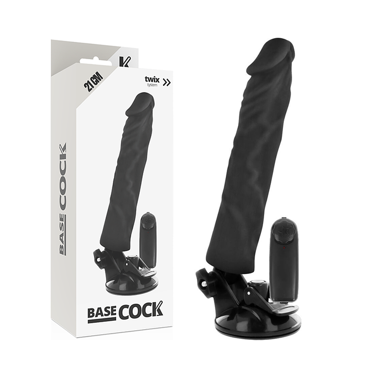 BASECOCK - CONTROLE REMOTO VIBRADOR REALÍSTICO PRETO 21 CM -O- 4 CM 1