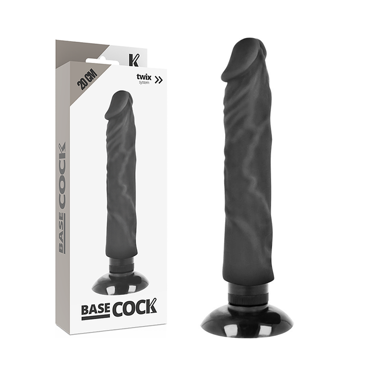 BASECOCK - VIBRADOR REALÍSTICO BASECOCK 2-1 PRETO 20 CM -O- 4 CM 1