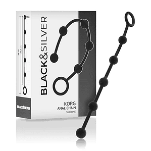 BLACK&SILVER - KORG ANAL ROSÁRIO SILICONE INICIAÇÃO 21 CM