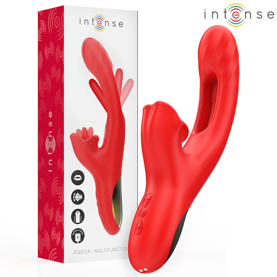 INTENSE - JESSICA MULTIFUNCIONAL VIBRADOR ESTIMULAÇÃO DO CLITÓRIS 24,8 CM VERMELHO 1