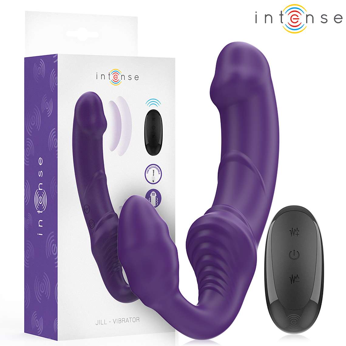 INTENSE - JILL VIBRADOR DUPLO 20 CM ROXO CONTROLE REMOTO 1