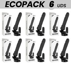 ECOPACK 6 UNIT - BASECOCK CONTROLE REMOTO VIBRADOR REALÍSTICO BASECOCK PRETO 19,5 CM
