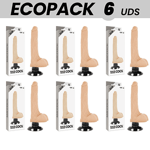 ECOPACK 6 UNIT - BASECOCK VIBRADOR REALÍSTICO 2-1 NATURAL 18.5 CM -O- 4 CM