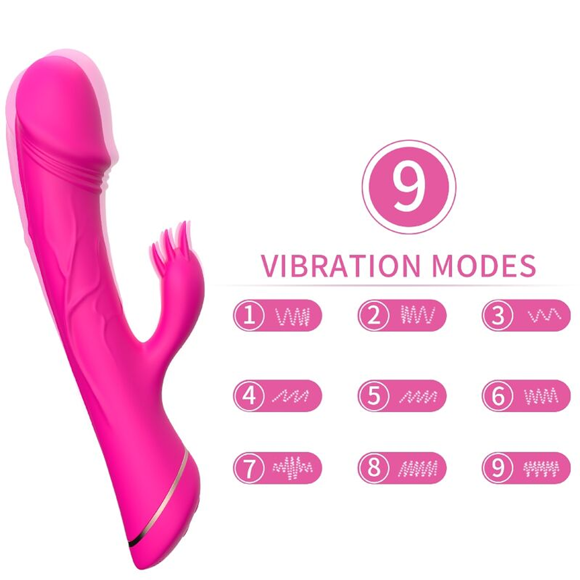 ARMONY - DILDO VIBRADOR COELHO SILICONE FÚCSIA 1