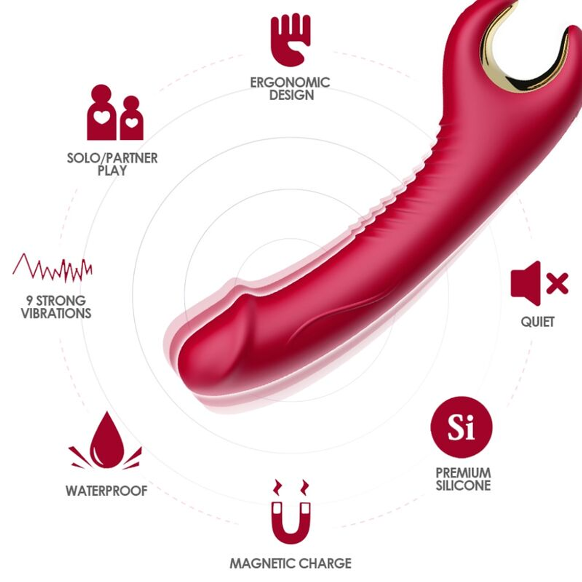 ARMONY - PRINCE DILDO VIBRADOR E ROTATOR VERMELHO 1