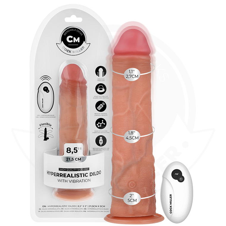 COCK MILLER - DILDO REALISTA COM VENTOSA E VIBRAÇÃO COM CONTROLE REMOTO 21,5 CM 1