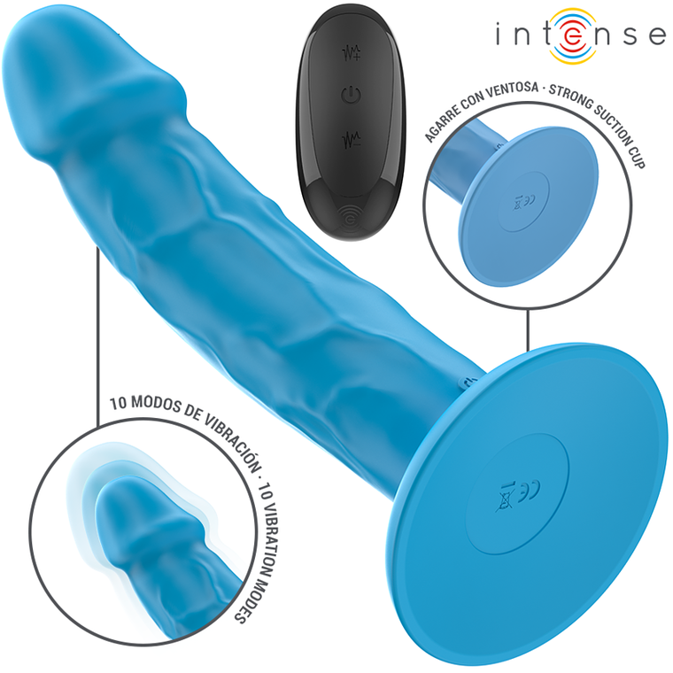 INTENSE - VIBRADOR REALÍSTICO PHOEBE 10 VIBRAÇÕES CONTROLE REMOTO AZUL 1