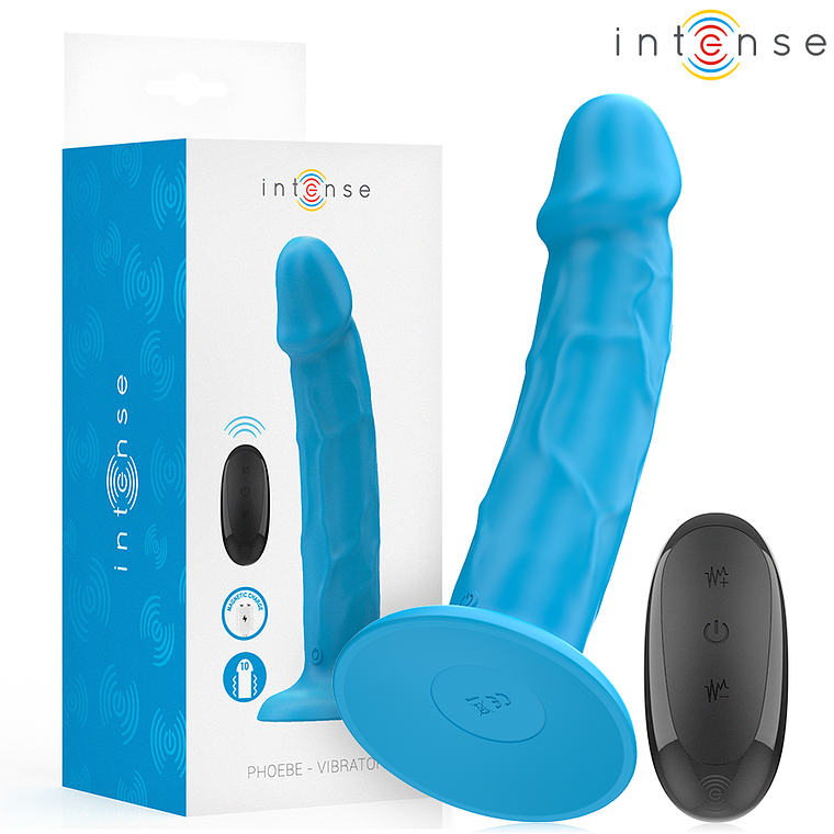 INTENSE - VIBRADOR REALÍSTICO PHOEBE 10 VIBRAÇÕES CONTROLE REMOTO AZUL 1